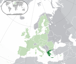 Map showing Greece in Europe