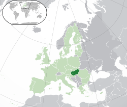 Map showing Hungary in Europe