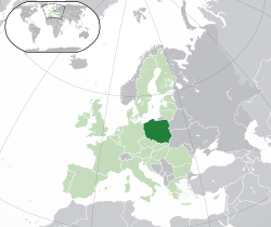 Map showing Poland in Europe