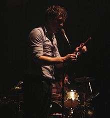 Ed Macfarlane performing with Friendly Fires at the 9:30 Club in Washington DC on 26 May 2011