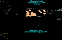 Map depicting rainfall in Puerto Rico