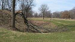 View of one end of the Great Circle Earthworks, part of the Newark Earthworks