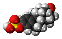 Space-filling model of the estrone sulfate molecule