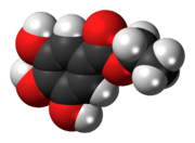 Space-filling model of ethyl gallate