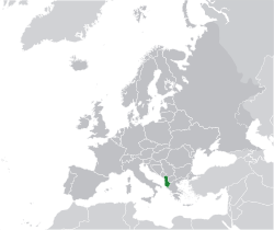 Map showing Albania in Europe