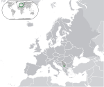 Map showing Kosovo in Europe