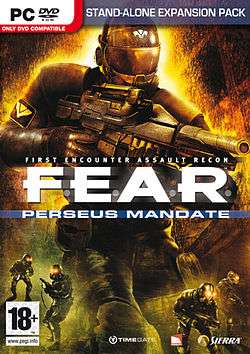 F.E.A.R. Perseus Mandate - European box art