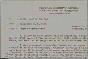 typewritten letter on Food and Drug Administration headed paper