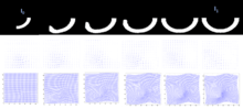 Figure showing dense image mtaching LDDMM for transporting a curved motion.