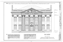 A measured drawing with scale, description of building materials and notes.