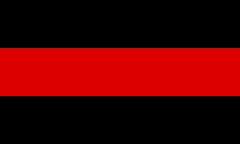 Flag with black, red and black horizontal bars