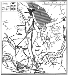 Sketch plan of the Greek left wing's flanking manoeuvre