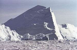 Icebergs in the sea.