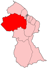 Map of Guyana showing Cuyuni-Mazaruni region