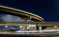 Anthony Henday Drive interchange over Yellowhead Trail, Strathcona County immediately east of Edmonton, Alberta. Construction was completed in 2016.