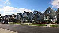 Row of houses along Keystone Ave located within Hermosa, Chicago, IL.