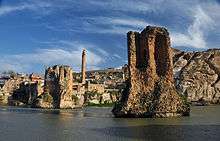 Remains of two piers of a bridge in the Tigris river