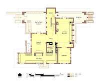 Hills House First Floor Plan 1977.  Alterations after fire are marked in with bold walls.