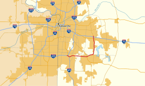 A map showing the path of the highway