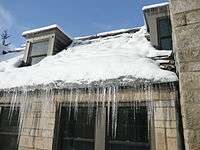 Ice build up on slate roof.