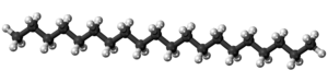 Ball and stick model of the icosane molecule