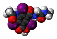 Space-filling model of the ioglicic acid molecule