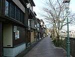 Houses along a riverfront.