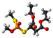 Ball-and-stick model of the isomalathion molecule