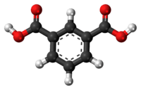 Ball-and-stick model of the isophthalic acid molecule