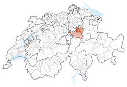 Map of Switzerland, location of Schwyz highlighted