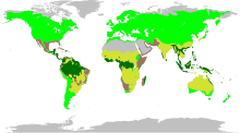 The biomes occupied by Fabaceae