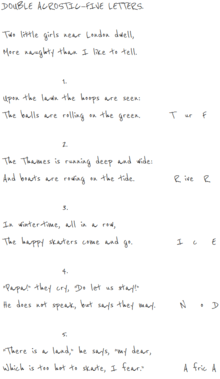 A Double Acrostic by Lewis Carroll