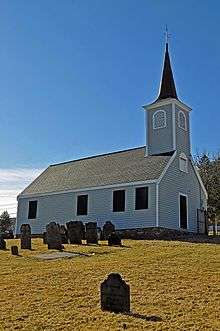 Little Dutch (Deutsch) Church with tombstones in the foreground