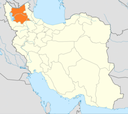 Map of Iran with East Azerbaijan highlighted