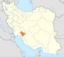 Map of Iran with Kohgiluyeh and Boyer-Ahmad highlighted