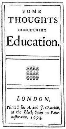 Page reads "Some Thoughts Concerning Education. London, Printed for A. and J. Churchill, at the Black Swan in Pater-noster-row, 1693."