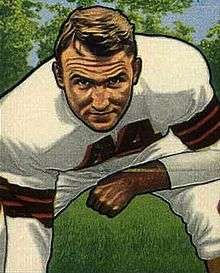 Lou Rymkus on a 1950 Bowman football card