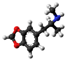 Ball-and-stick model of an MDMA molecule