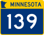 Trunk Highway 139 marker