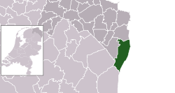 Highlighted position of Vlagtwedde in a municipal map of Groningen