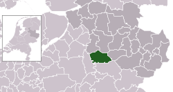 Highlighted position of Deventer in a municipal map of Overijssel