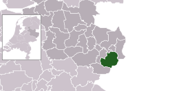 Highlighted position of Enschede in a municipal map of Overijssel