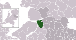 Highlighted position of Kampen in a municipal map of Overijssel