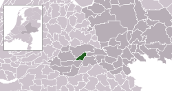 Highlighted position of Tiel in a municipal map of Gelderland