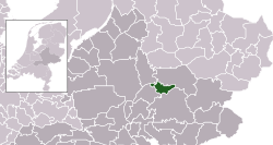 Highlighted position of Zutphen in a municipal map of Gelderland