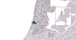 Highlighted position of Velsen in a municipal map of North Holland