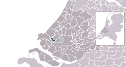 Highlighted position of Maassluis in a municipal map of South Holland