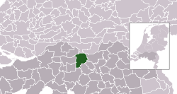 Highlighted position of Heusden in a municipal map of North Brabant