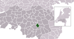 Highlighted position of Nuenen, Gerwen en Nederwetten in a municipal map of North Brabant