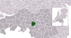 Highlighted position of Oisterwijk in a municipal map of North Brabant